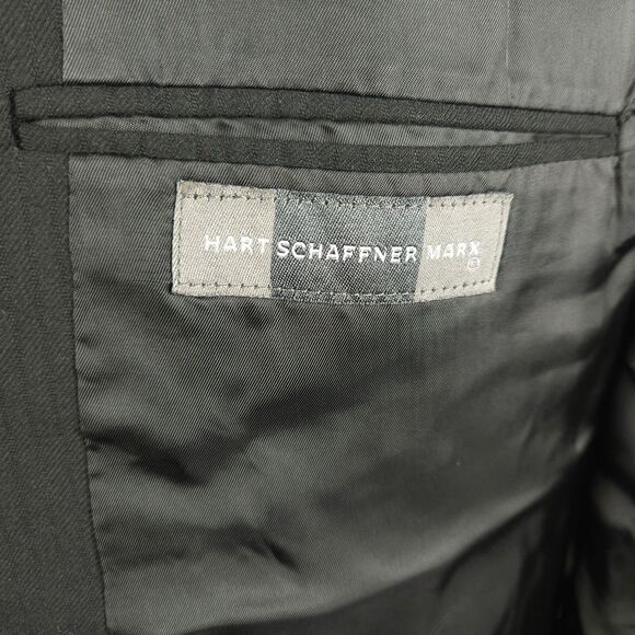 Hart Schaffner Marx Mens 46R Black Wool 3-Button Sports Coat Blazer - Picture 4 of 9